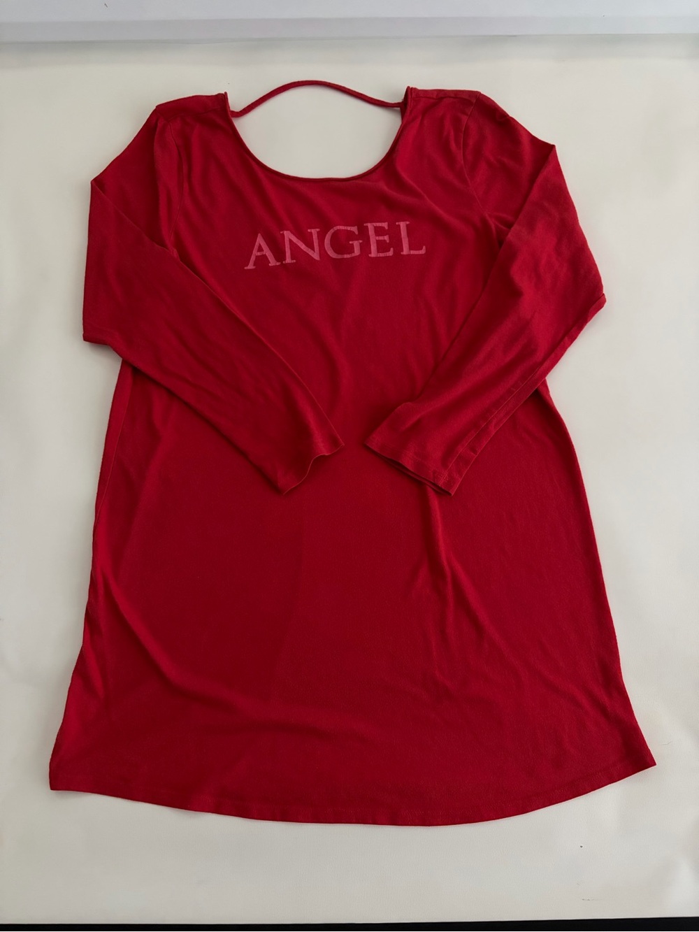 Victorias Secret Angel Red Long-Sleeve Scoop-Neck Tunic with Chest Logo
